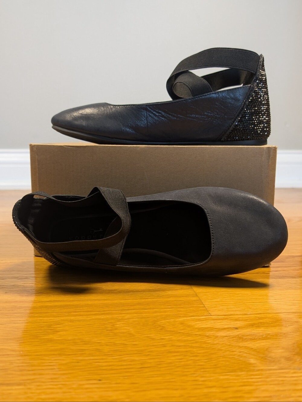 Copper Key - Girls' Loviee Black Leather W/Rhinestones Ballet Flats Size 4